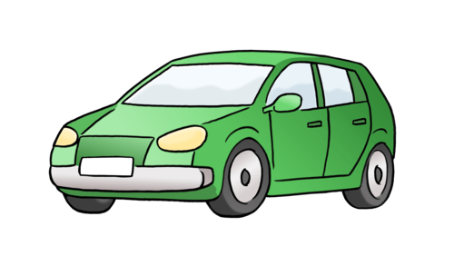 Eine Zeichnung eines kleinen grünen Autos