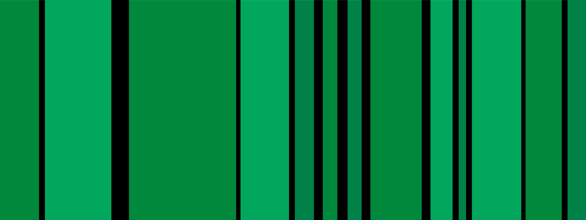 Vertikale Streifen in verschiedenen, dunklen Grüntönen. Unterbrochen von unterschiedlich breiten schwarzen Linien.