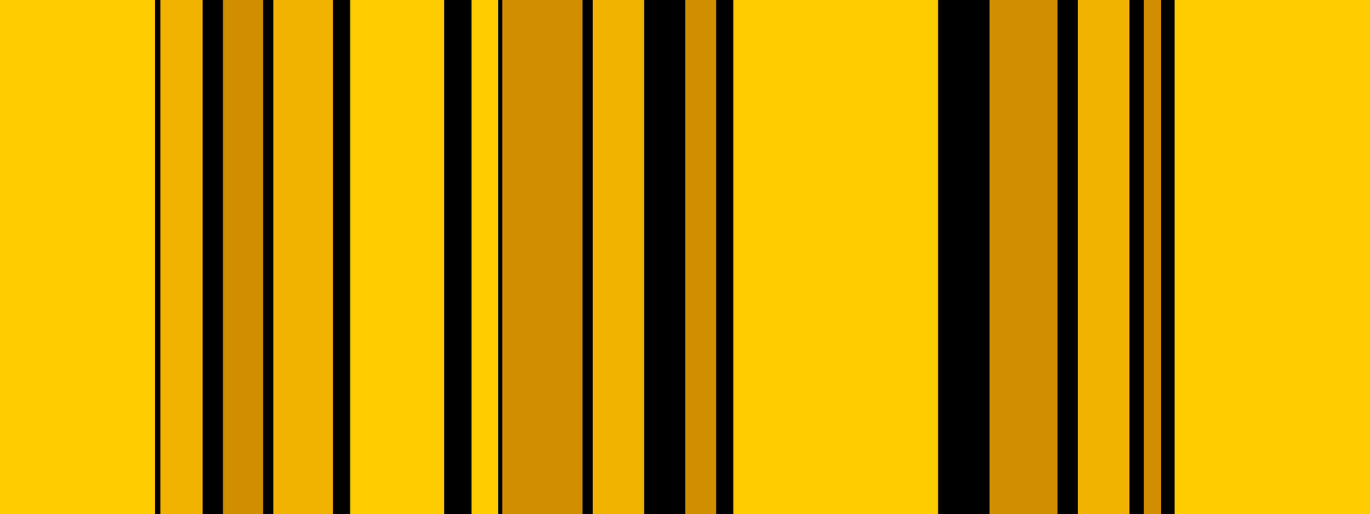 Vertikale Streifen in verschiedenen Gelbtönen. Unterbrochen von unterschiedlich breiten schwarzen Linien.