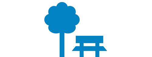 Icon, blau, Baum und Parkbank
