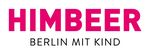 Logo of Himbeer magazine, with the word "Himbeer" in pink, the words "Berlin mit Kind" in black.