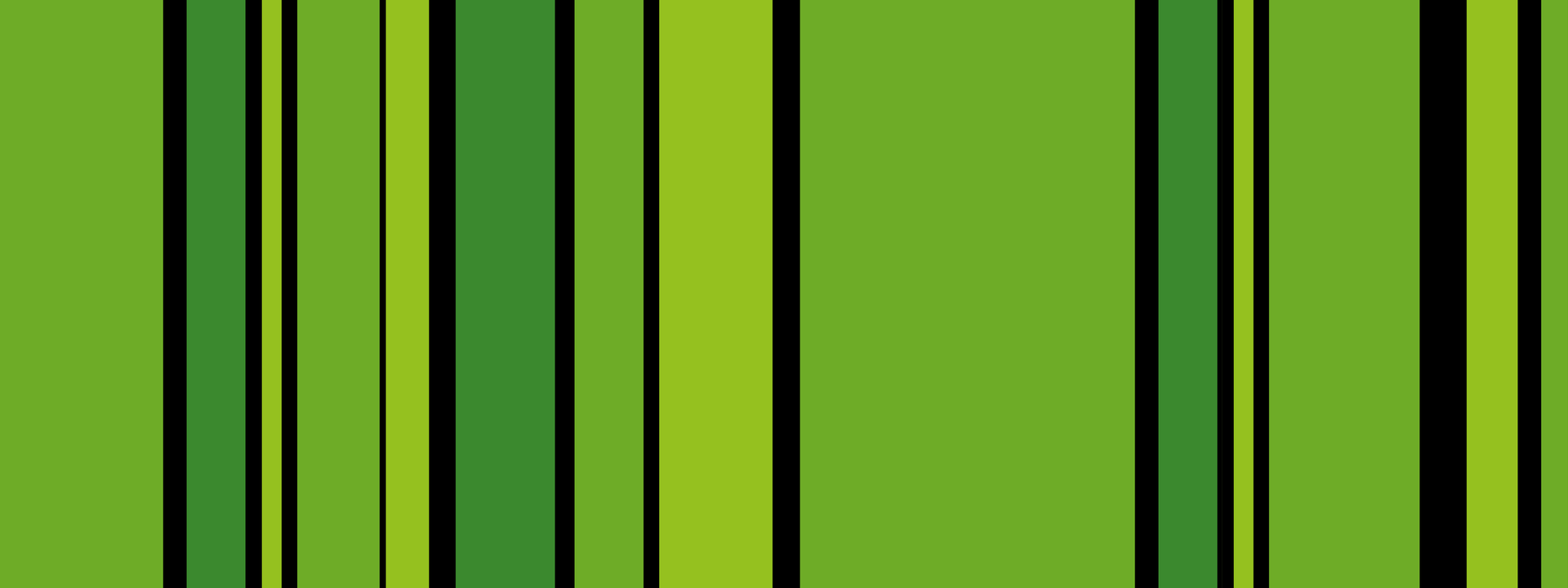 Vertikale Streifen in verschiedenen, hellen Grüntönen. Unterbrochen von unterschiedlich breiten schwarzen Linien.
