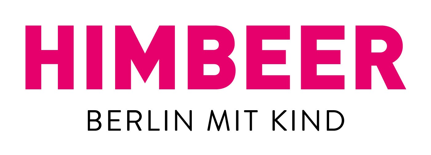 Logo von "Himbeer. Berlin mit Kind", rosa und schwarz.